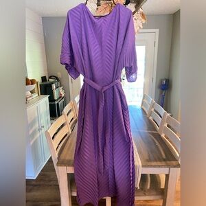 Womens plus purple diagonal pleat dress XXL